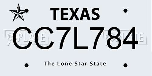 CC7L784 Texas License Plate