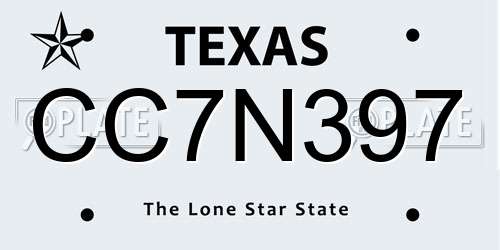 CC7N397 Texas License Plate