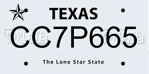 CC7P665 Texas License Plate