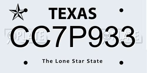 CC7P933 Texas License Plate