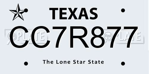 CC7R877 Texas License Plate
