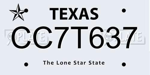 CC7T637 Texas License Plate