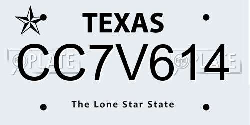 CC7V614 Texas License Plate