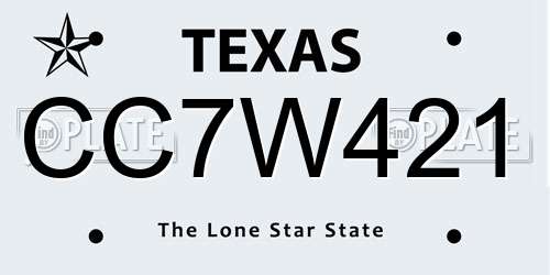 CC7W421 Texas License Plate