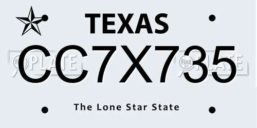 CC7X735 Texas License Plate