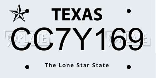 CC7Y169 Texas License Plate