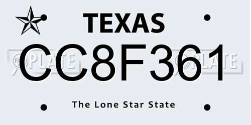 CC8F361 Texas License Plate