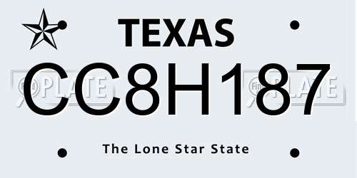 CC8H187 Texas License Plate