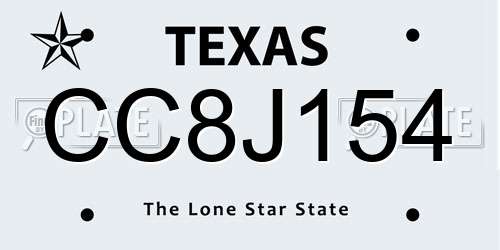 CC8J154 Texas License Plate