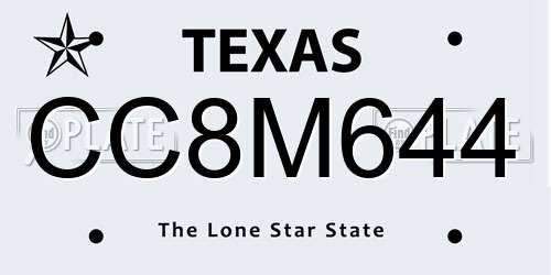 CC8M644 Texas License Plate