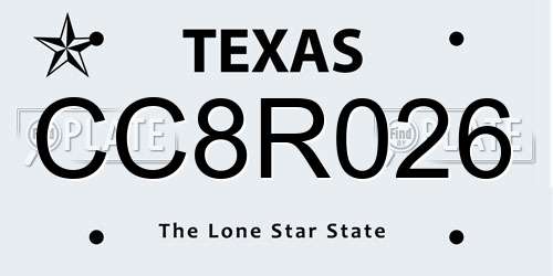 CC8R026 Texas License Plate
