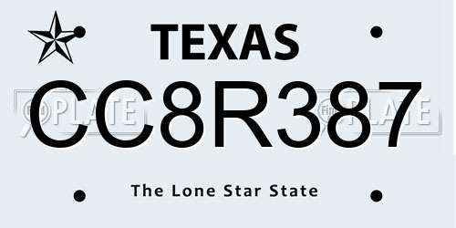 CC8R387 Texas License Plate