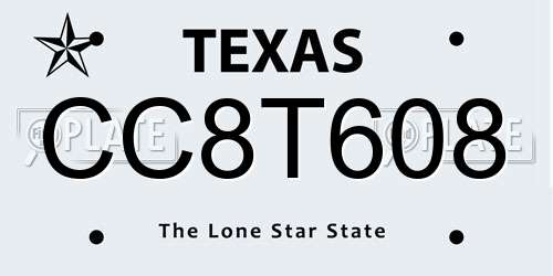 CC8T608 Texas License Plate