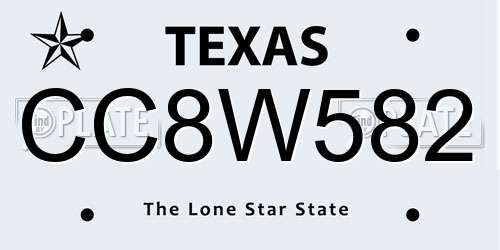 CC8W582 Texas License Plate