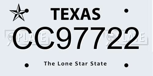 CC97722 Texas License Plate