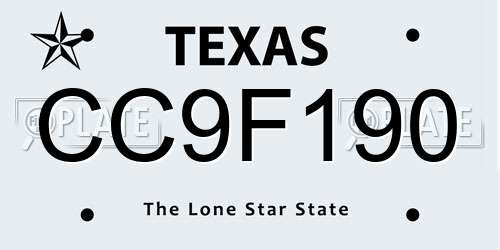 CC9F190 Texas License Plate