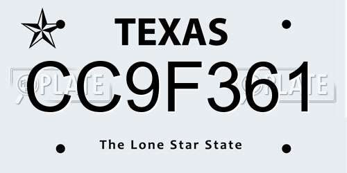 CC9F361 Texas License Plate
