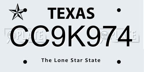 CC9K974 Texas License Plate