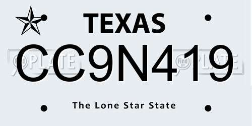 CC9N419 Texas License Plate