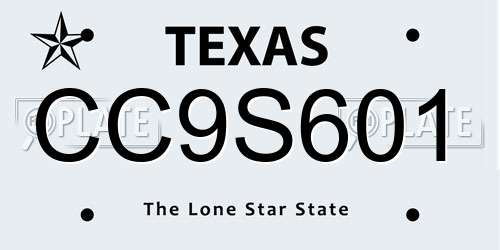 CC9S601 Texas License Plate