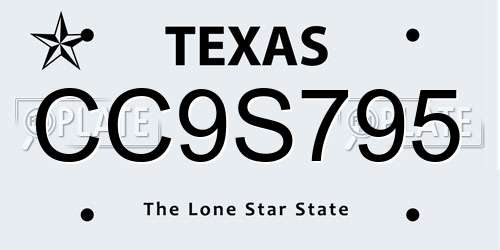 CC9S795 Texas License Plate