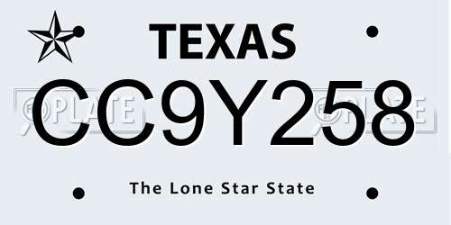 CC9Y258 Texas License Plate