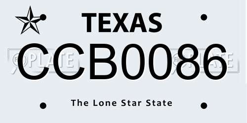 CCB0086 Texas License Plate
