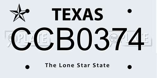 CCB0374 Texas License Plate