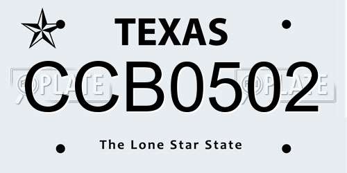 CCB0502 Texas License Plate