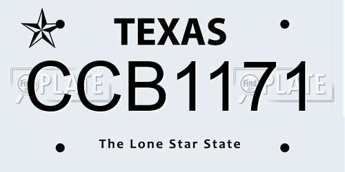 CCB1171 Texas License Plate