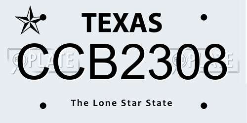 CCB2308 Texas License Plate