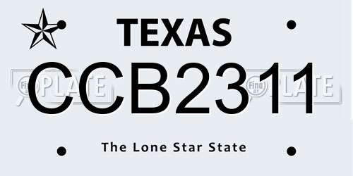 CCB2311 Texas License Plate