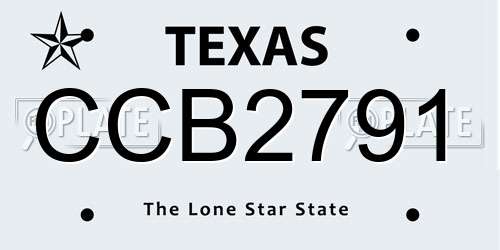 CCB2791 Texas License Plate