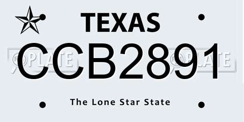 CCB2891 Texas License Plate