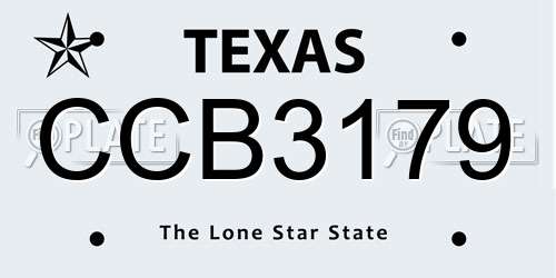 CCB3179 Texas License Plate