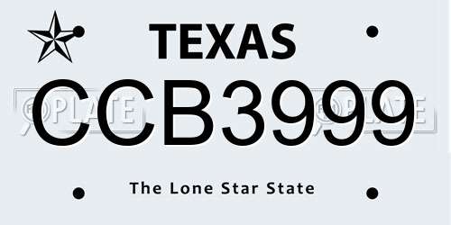 CCB3999 Texas License Plate