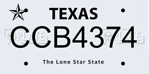 CCB4374 Texas License Plate