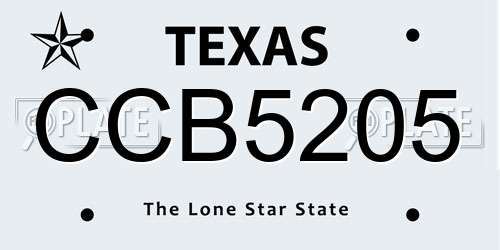 CCB5205 Texas License Plate