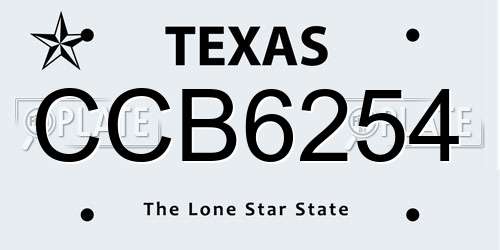 CCB6254 Texas License Plate
