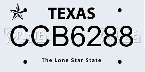 CCB6288 Texas License Plate
