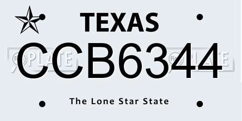 CCB6344 Texas License Plate