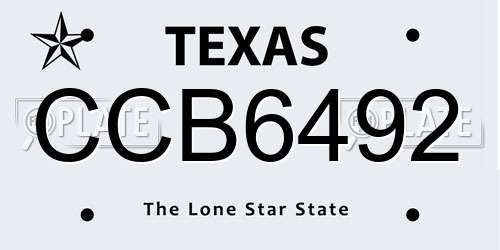 CCB6492 Texas License Plate