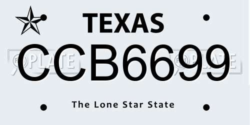 CCB6699 Texas License Plate