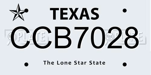 CCB7028 Texas License Plate