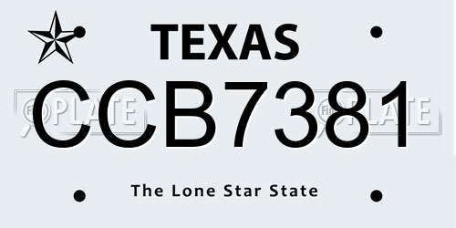 CCB7381 Texas License Plate