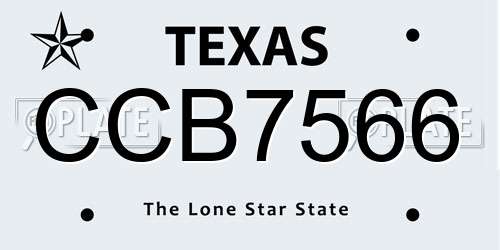 CCB7566 Texas License Plate