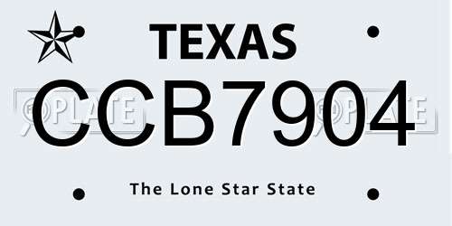 CCB7904 Texas License Plate