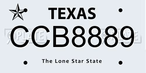 CCB8889 Texas License Plate
