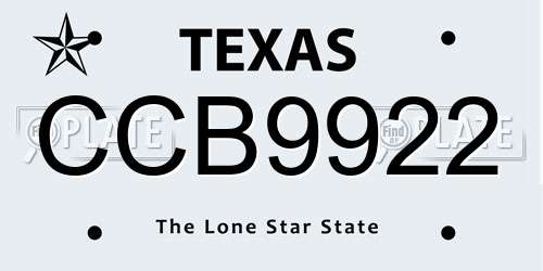CCB9922 Texas License Plate