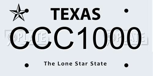 CCC1000 Texas License Plate